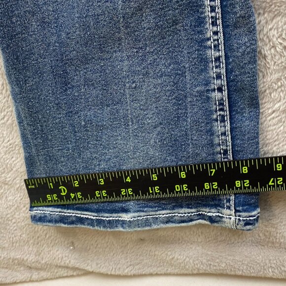 Temu Women's Jeans Large 30x28 Flare Leg Mid Rise Baggy Embroidered Retro - Picture 4 of 13